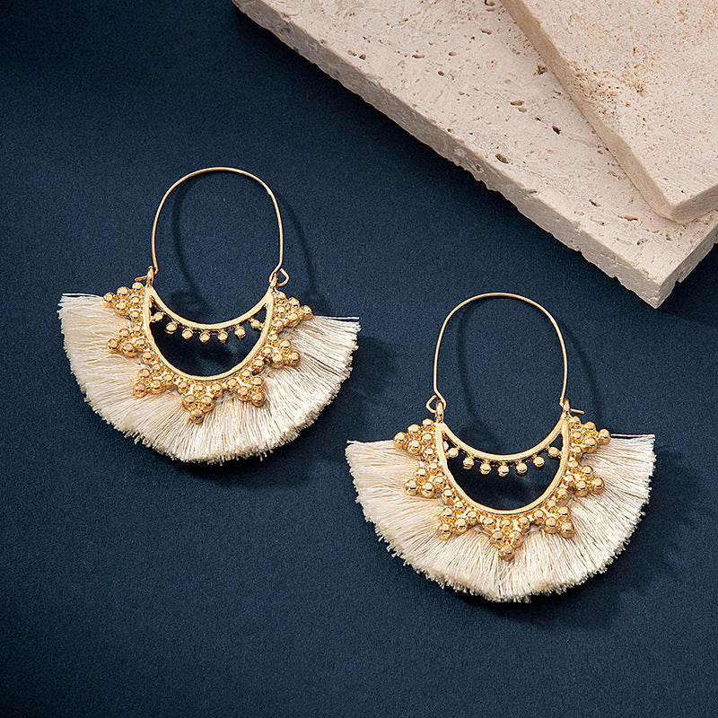 Wholesale Bohemian Ethnic Style Geometric Metal Alloy Tassel Earrings